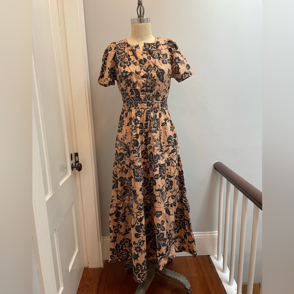 Anthropologie Somerset Dress Peach & Navy